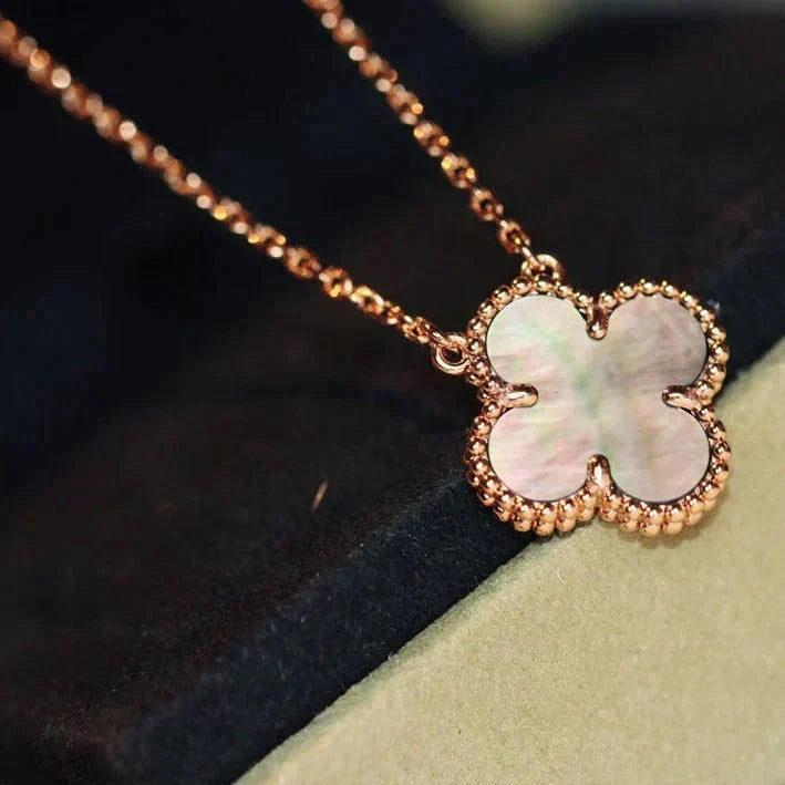 [⭐Reverie Jewels]CLOVER 15MM  GRAY MOTHER OF PEARL NECKLACE