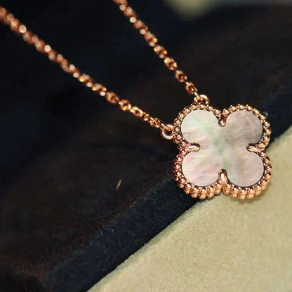 [⭐Reverie Jewels]CLOVER 15MM  GRAY MOTHER OF PEARL NECKLACE