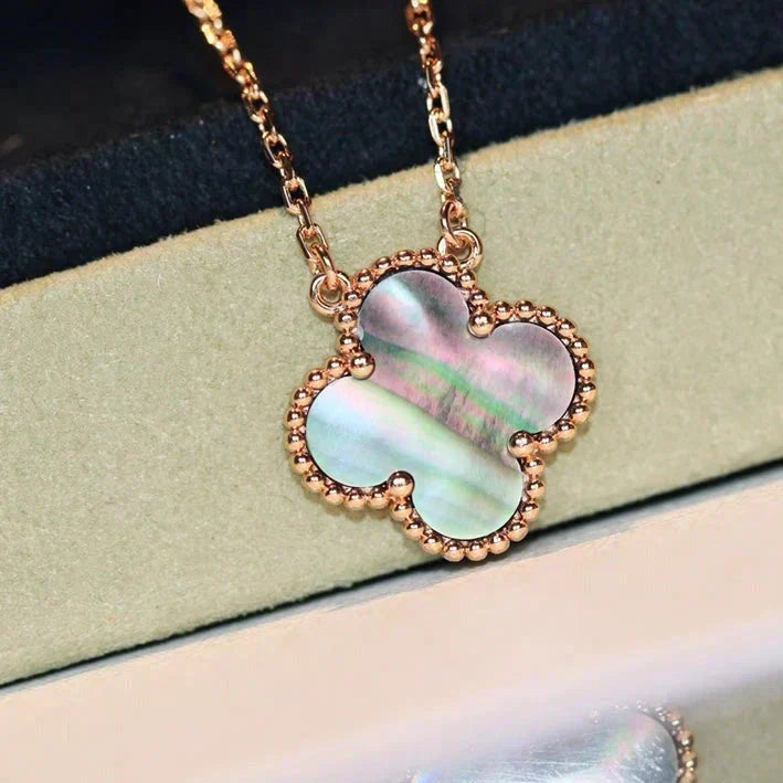 [⭐Reverie Jewels]CLOVER 15MM  GRAY MOTHER OF PEARL NECKLACE
