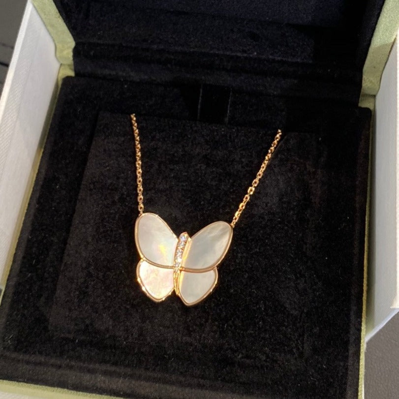 [⭐Reverie Jewels]BUTTERFLY GOLD MOP DIAMOND NECKLACE