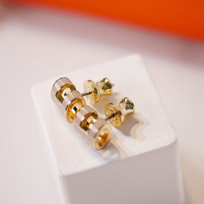 [⭐Reverie Jewels]MINI POP H GOLD EARRINGS GREY