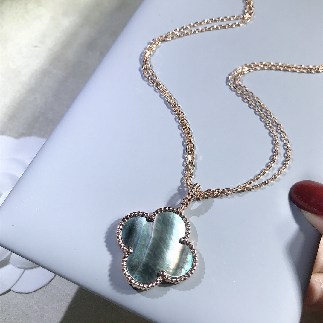 [⭐Reverie Jewels]CLOVER 25MM GOLD DARK MOP BIG CLOVER NECKLACE