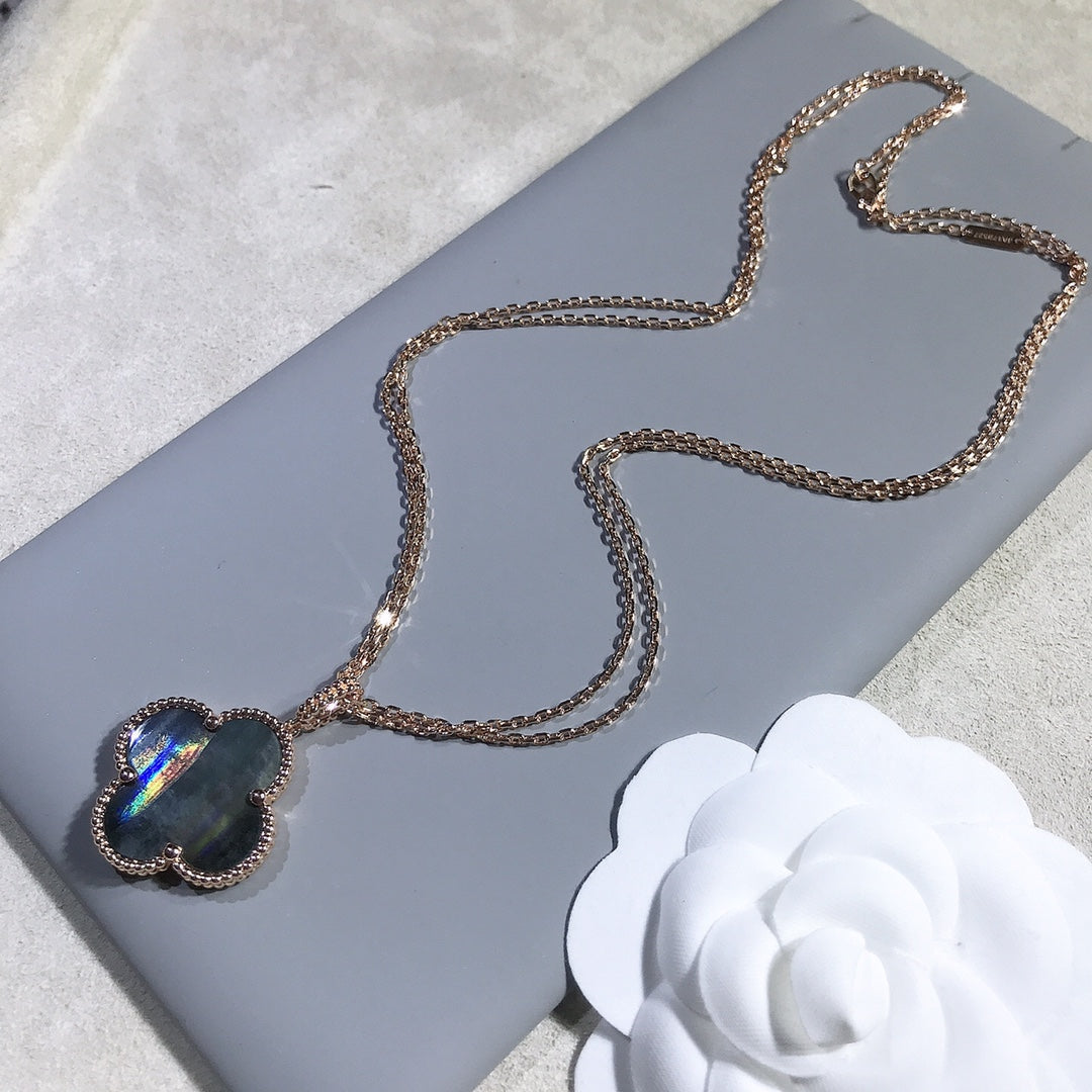 [⭐Reverie Jewels]CLOVER 25MM GOLD DARK MOP BIG CLOVER NECKLACE