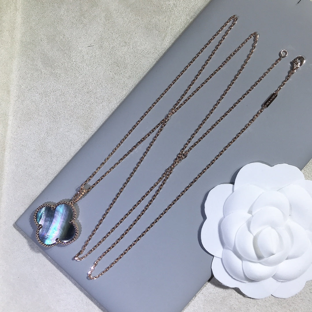 [⭐Reverie Jewels]CLOVER 25MM GOLD DARK MOP BIG CLOVER NECKLACE