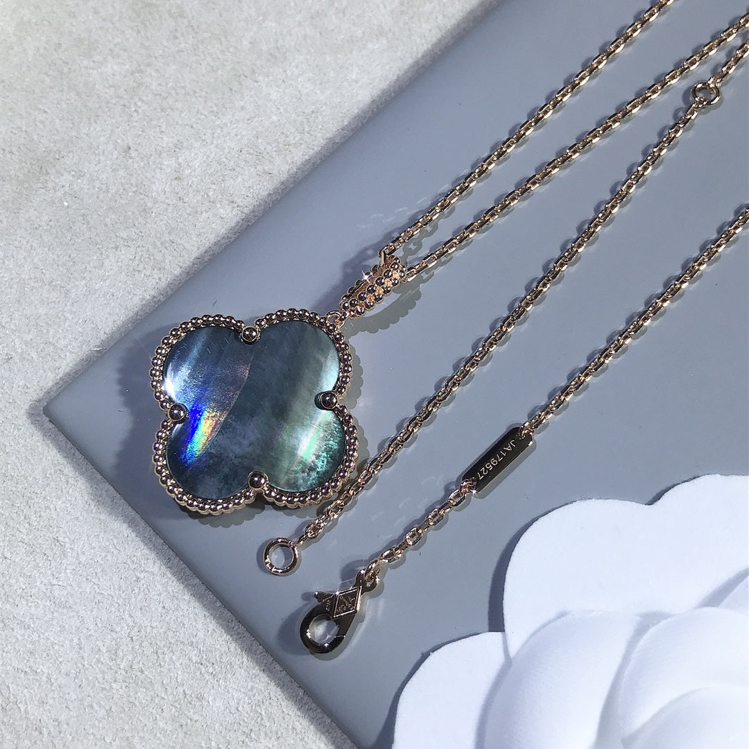 [⭐Reverie Jewels]CLOVER 25MM GOLD DARK MOP BIG CLOVER NECKLACE