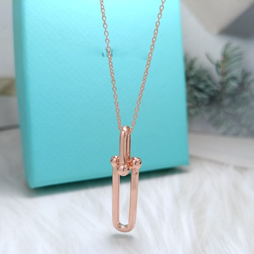 [Reverie Jewels]HARDWEAR DROP DOUBLE LINK PEDANT NECKLACE
