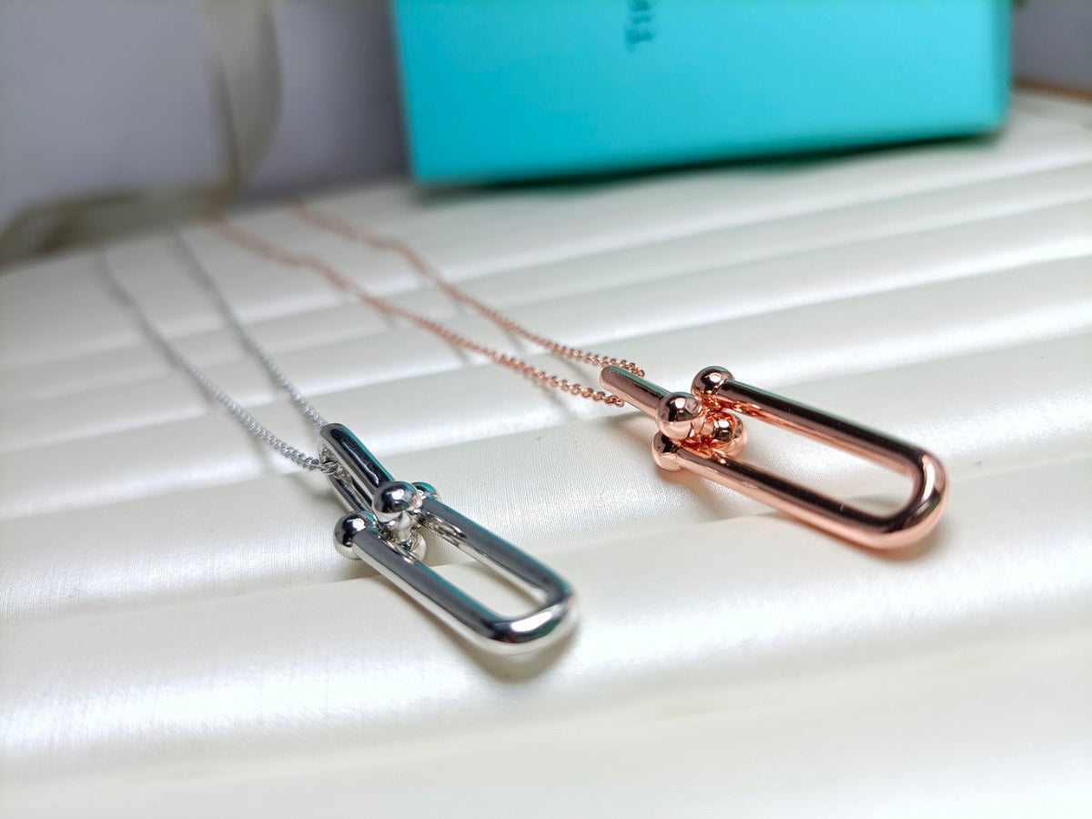 [Reverie Jewels]HARDWEAR DROP DOUBLE LINK PEDANT NECKLACE