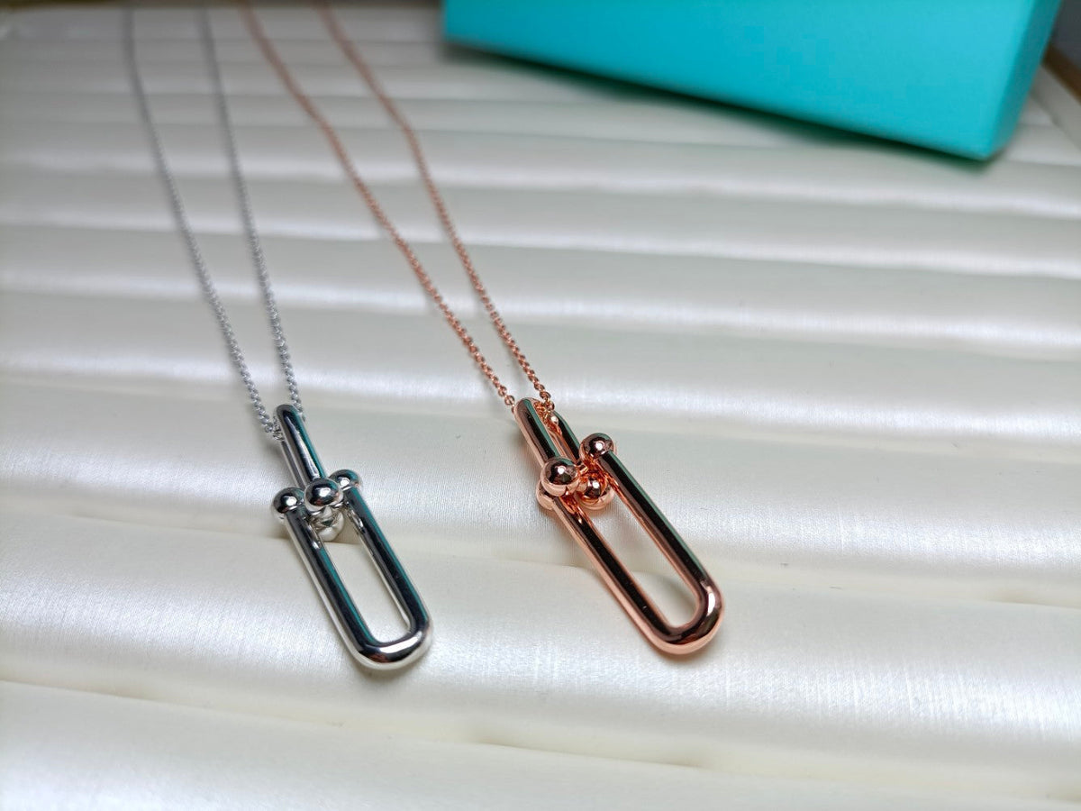 [Reverie Jewels]HARDWEAR DROP DOUBLE LINK PEDANT NECKLACE