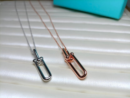 [Reverie Jewels]HARDWEAR DROP DOUBLE LINK PEDANT NECKLACE