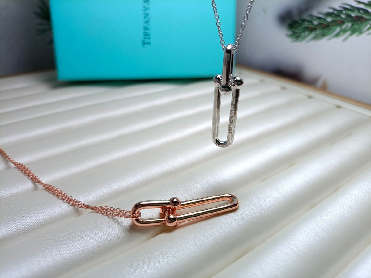 [Reverie Jewels]HARDWEAR DROP DOUBLE LINK PEDANT NECKLACE