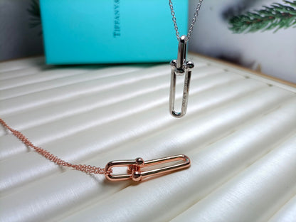 [Reverie Jewels]HARDWEAR DROP DOUBLE LINK PEDANT NECKLACE