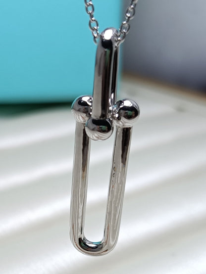 [Reverie Jewels]HARDWEAR DROP DOUBLE LINK PEDANT NECKLACE