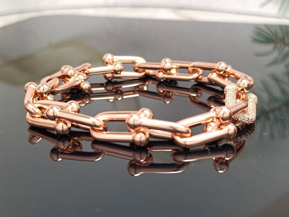 [Reverie Jewels]HARDWEAR BRACELET PINK GOLD AND SILVER DIAMOND