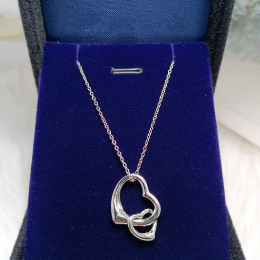[Reverie Jewels]DOUBLE HEART SILVER NECKLACE