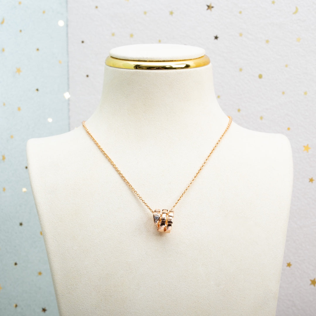 [⭐Reverie Jewels]SERPENTI PINK GOLD NECKLACE DIAMOND