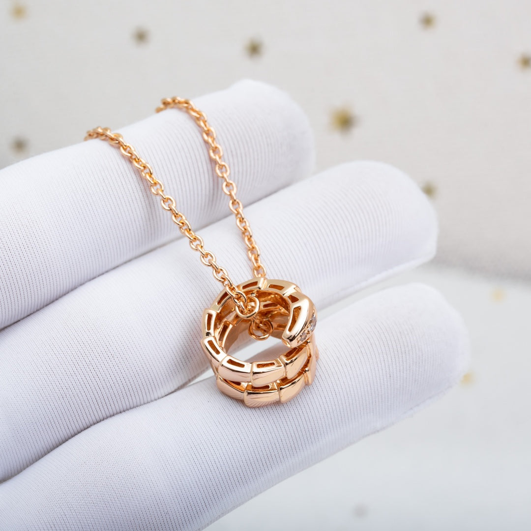 [⭐Reverie Jewels]SERPENTI PINK GOLD NECKLACE DIAMOND