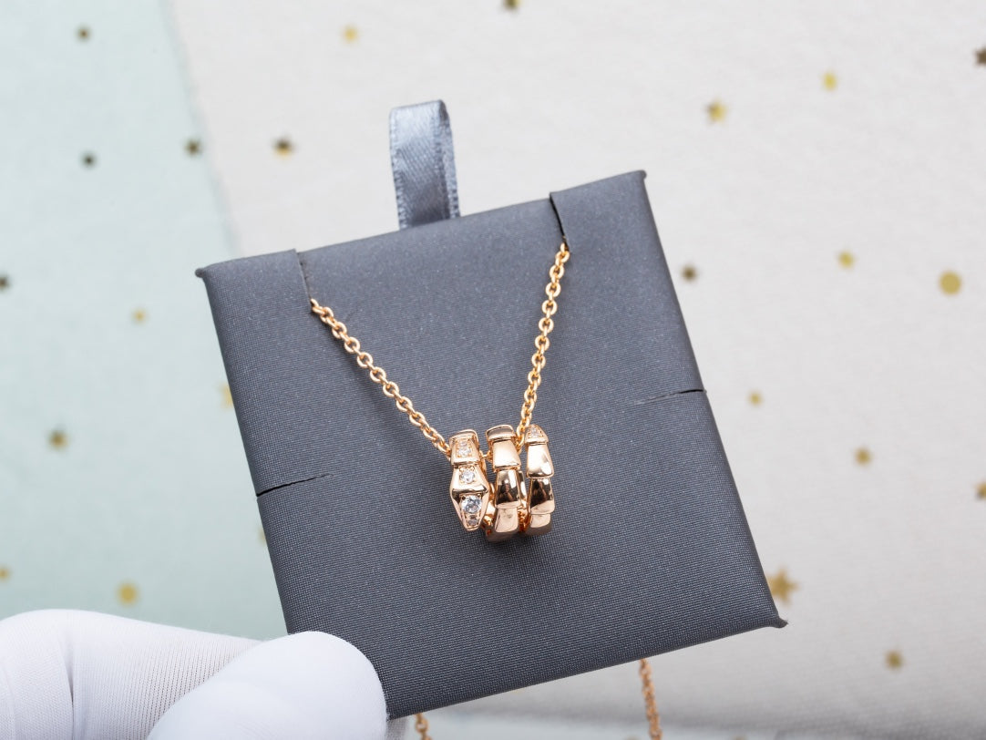 [⭐Reverie Jewels]SERPENTI PINK GOLD NECKLACE DIAMOND