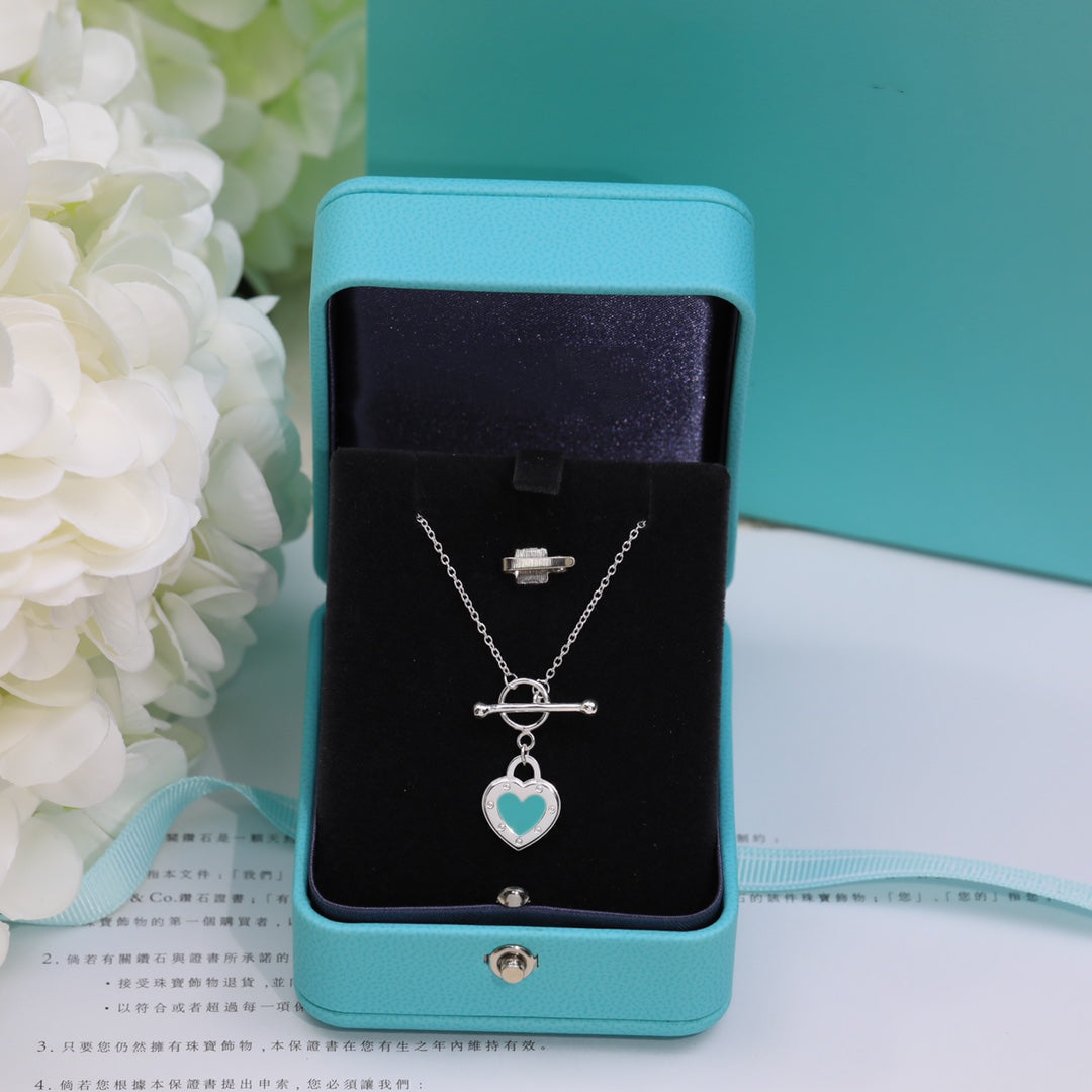 [Reverie Jewels]DOUBLE HEART BLUE NECKLACE