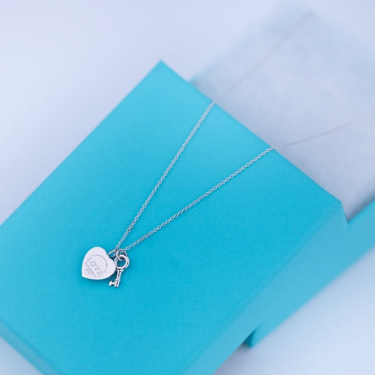 [Reverie Jewels]KEY AND HEART SILVER NECKLACE