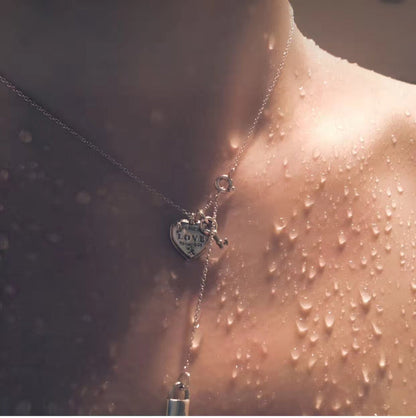 [Reverie Jewels]KEY AND HEART SILVER NECKLACE