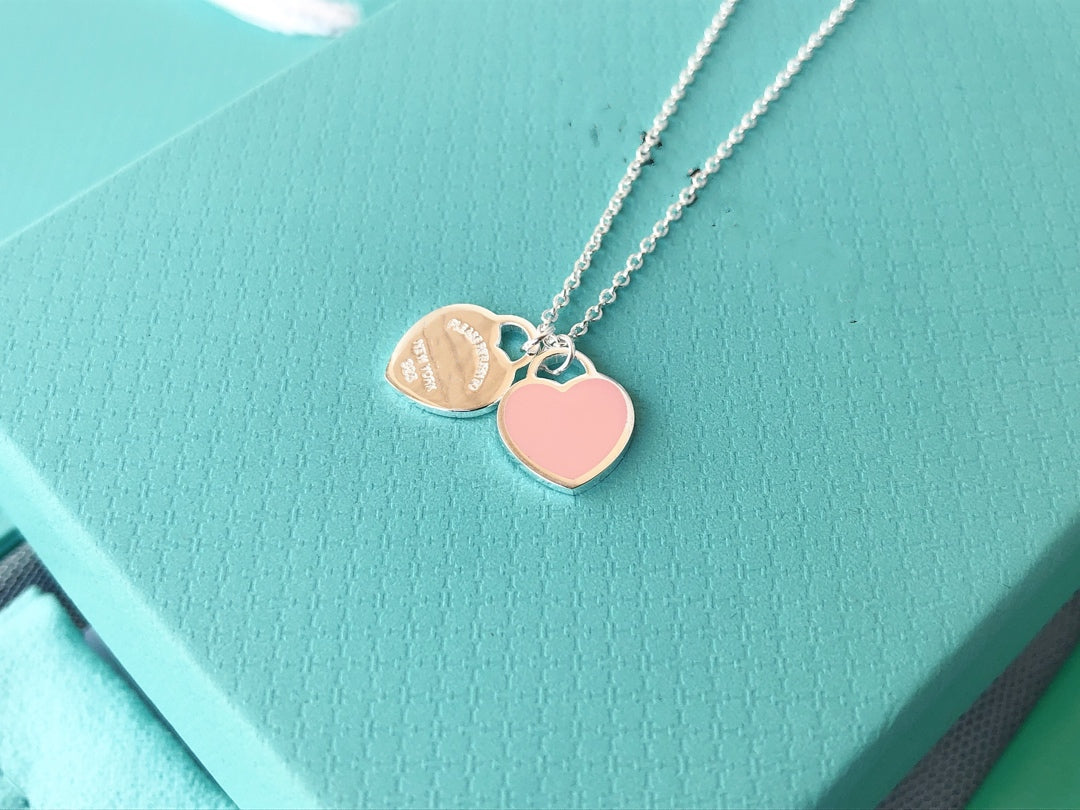 [Reverie Jewels]DOUBLE HEART PEDANT SILVER NECKLACE