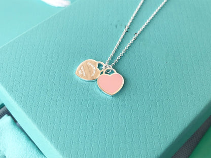 [Reverie Jewels]DOUBLE HEART PEDANT SILVER NECKLACE