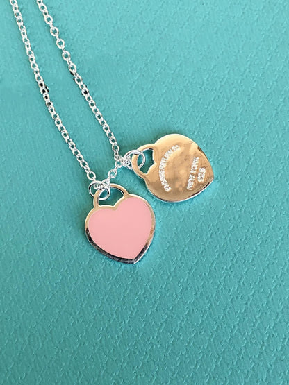 [Reverie Jewels]DOUBLE HEART PEDANT SILVER NECKLACE