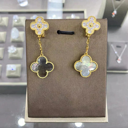 [⭐Reverie Jewels]CLOVER  2 MOTIFS  DIAMOND  EARRINGS (MULTIPLE CHOICESç´