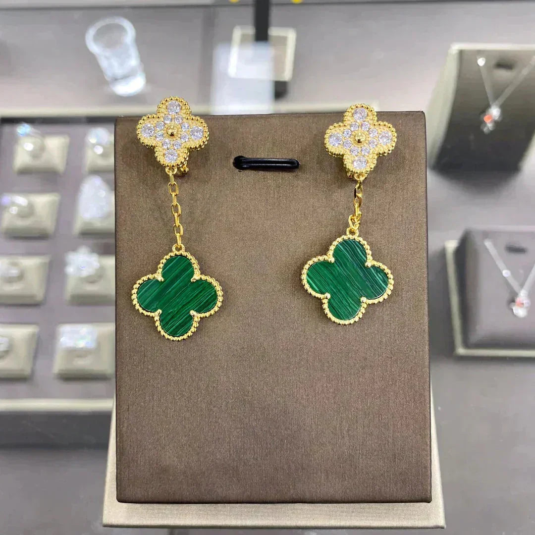 [⭐Reverie Jewels]CLOVER  2 MOTIFS  DIAMOND  EARRINGS (MULTIPLE CHOICESç´