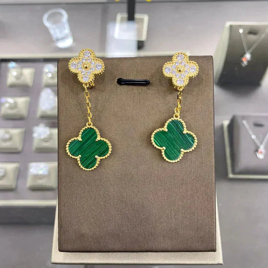 [⭐Reverie Jewels]CLOVER  2 MOTIFS  DIAMOND  EARRINGS (MULTIPLE CHOICESç´