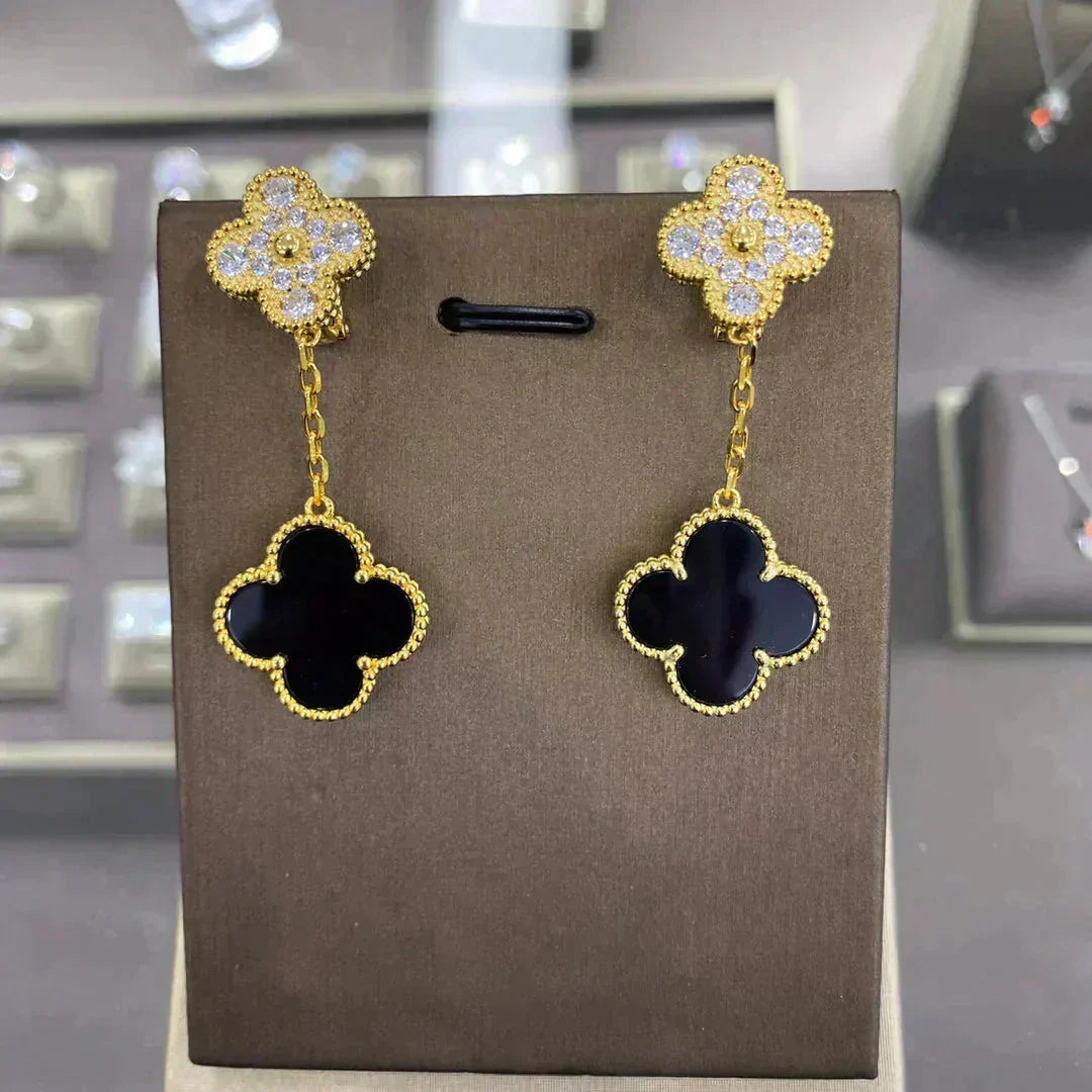 [⭐Reverie Jewels]CLOVER  2 MOTIFS  DIAMOND  EARRINGS (MULTIPLE CHOICESç´