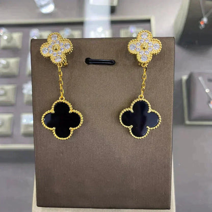[⭐Reverie Jewels]CLOVER  2 MOTIFS  DIAMOND  EARRINGS (MULTIPLE CHOICESç´