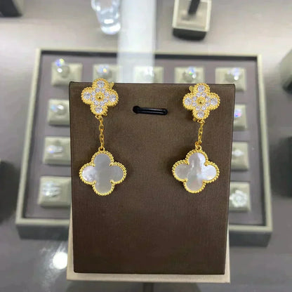 [⭐Reverie Jewels]CLOVER  2 MOTIFS  DIAMOND  EARRINGS (MULTIPLE CHOICESç´