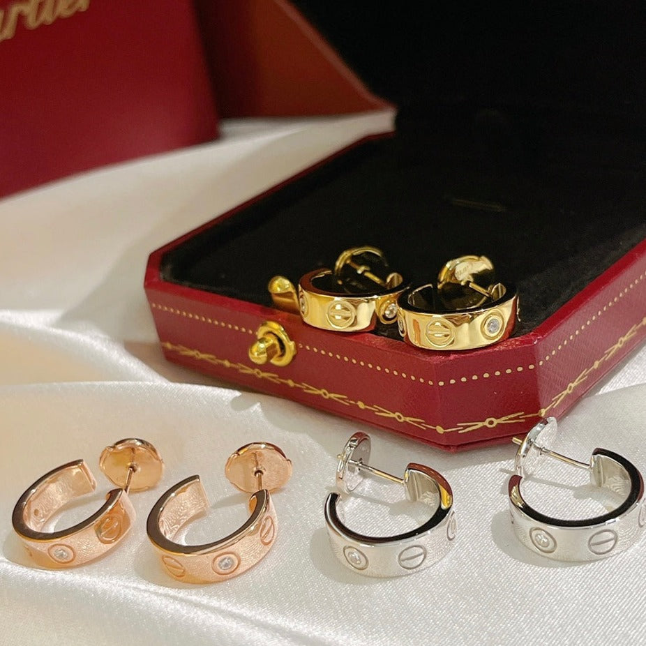 [⭐Reverie Jewels]LOVE EARRINGS 5.7MM 2 DIAMONDS