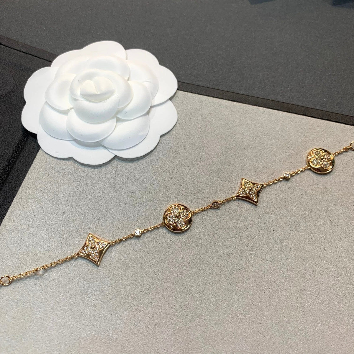 [⭐Reverie Jewels]STAR AND SUN 4 MOTIFS GOLD DIAMONDS BRACELET