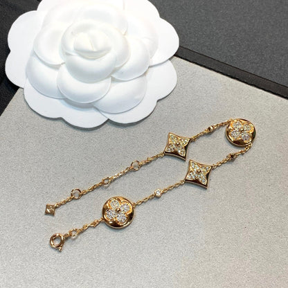 [⭐Reverie Jewels]STAR AND SUN 4 MOTIFS GOLD DIAMONDS BRACELET