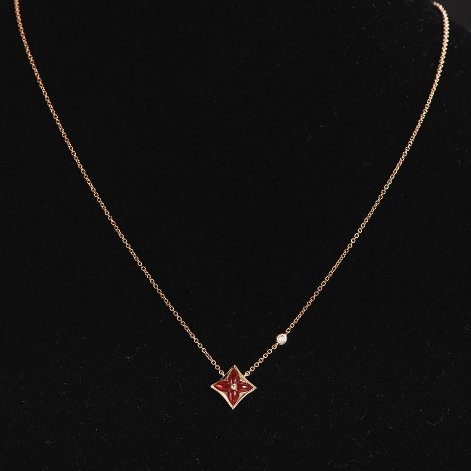 [⭐Reverie Jewels]STAR NECKLACE PINK GOLD 1 DIAMOND