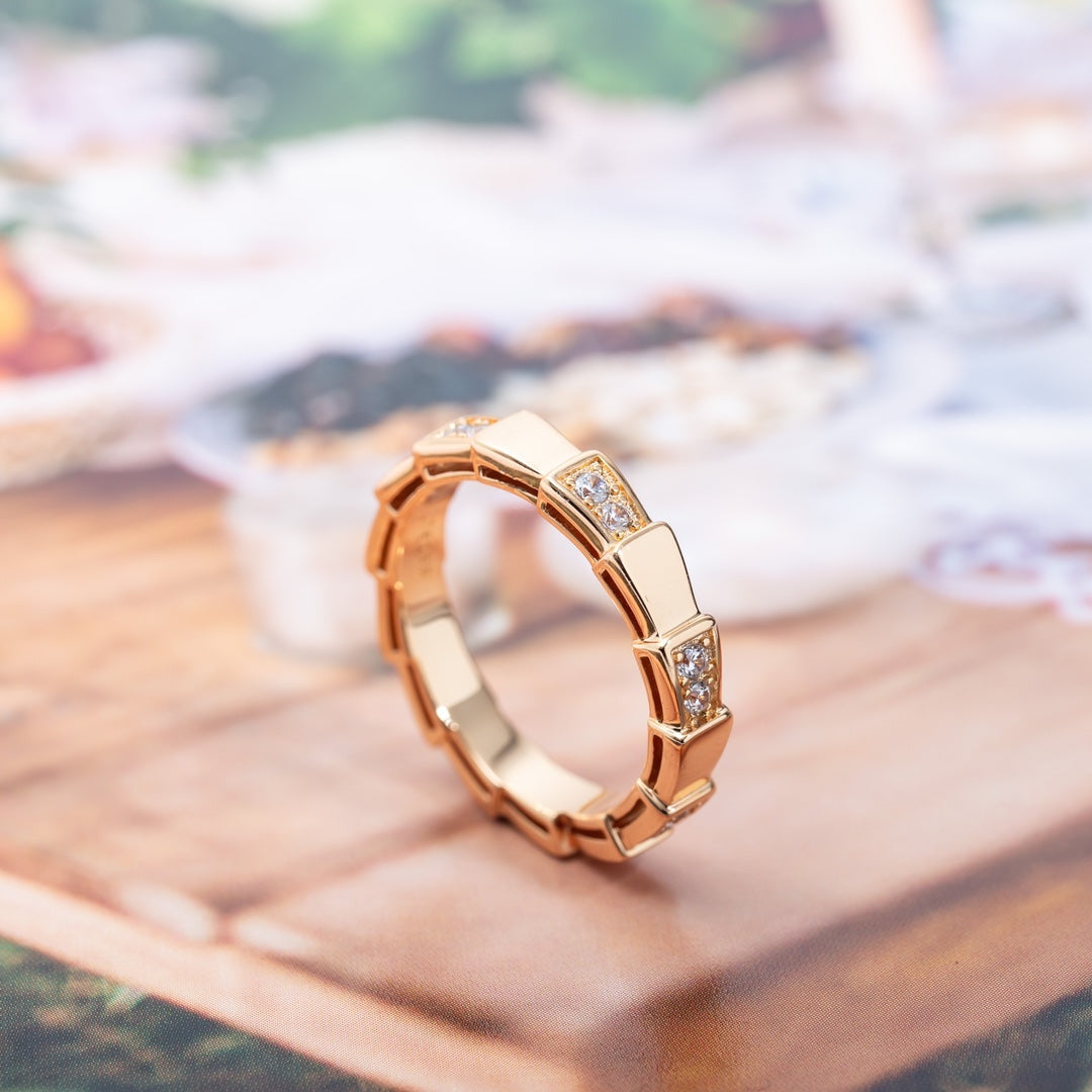 [⭐Reverie Jewels]SERPENTI RING PINK GOLD  3MM