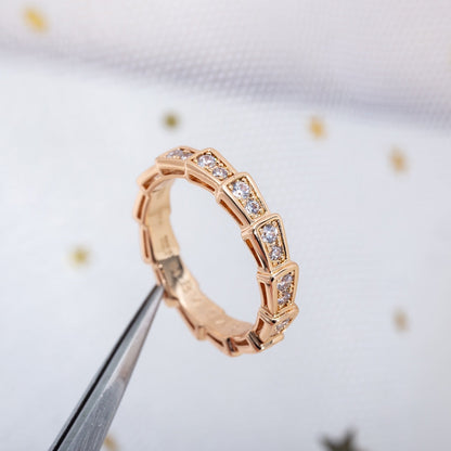 [⭐Reverie Jewels]SERPENTI RING PINK GOLD DIAMOND PAVED 3MM