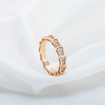 [⭐Reverie Jewels]SERPENTI RING PINK GOLD DIAMOND PAVED 3MM