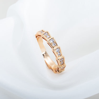 [⭐Reverie Jewels]SERPENTI RING PINK GOLD DIAMOND PAVED 3MM