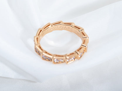 [⭐Reverie Jewels]SERPENTI RING PINK GOLD DIAMOND PAVED 3MM