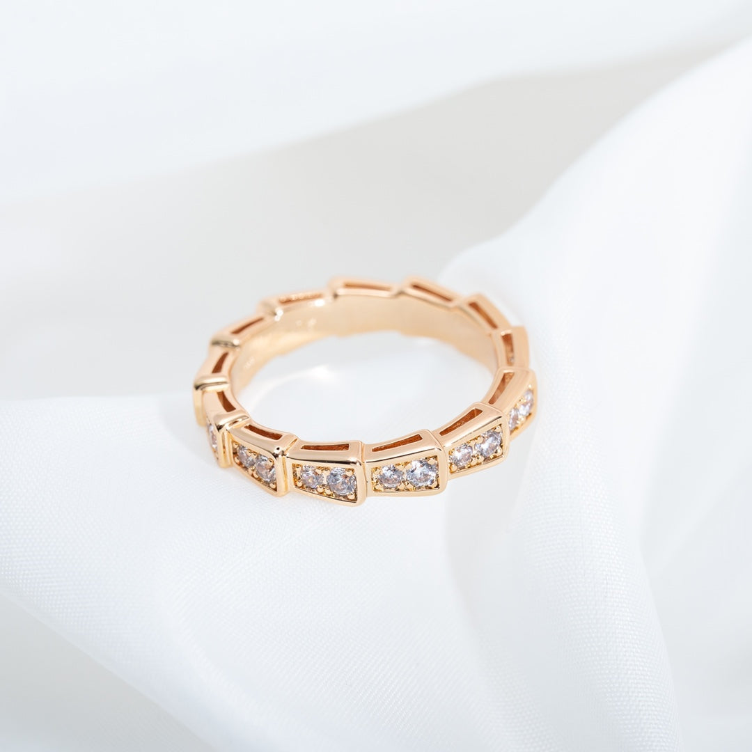 [⭐Reverie Jewels]SERPENTI RING PINK GOLD DIAMOND PAVED 3MM