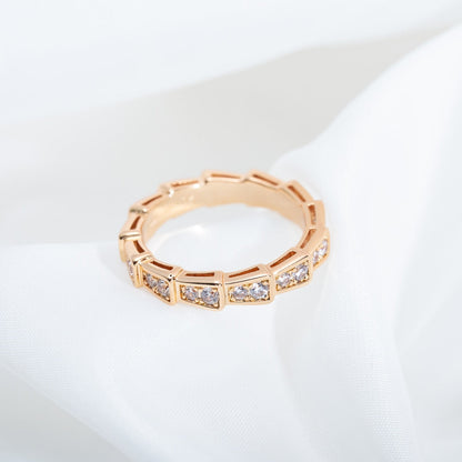 [⭐Reverie Jewels]SERPENTI RING PINK GOLD DIAMOND PAVED 3MM