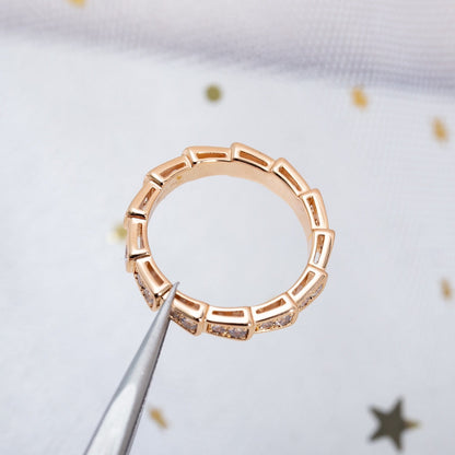 [⭐Reverie Jewels]SERPENTI RING PINK GOLD DIAMOND PAVED 3MM