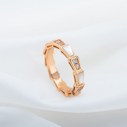 [⭐Reverie Jewels]SERPENTI RING PINK GOLD DIAMOND MOP 3MM