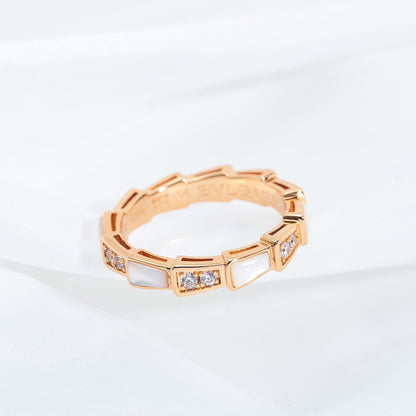 [⭐Reverie Jewels]SERPENTI RING PINK GOLD DIAMOND MOP 3MM