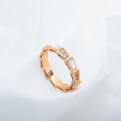 [⭐Reverie Jewels]SERPENTI RING PINK GOLD DIAMOND MOP 3MM