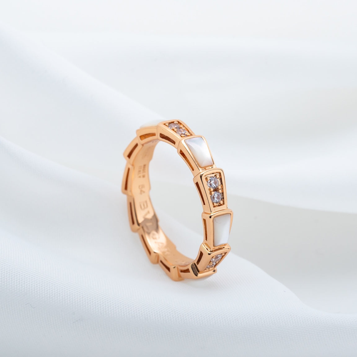 [⭐Reverie Jewels]SERPENTI RING PINK GOLD DIAMOND MOP 3MM