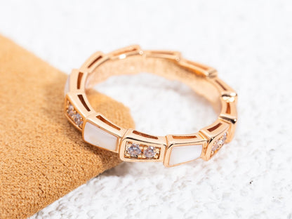 [⭐Reverie Jewels]SERPENTI RING PINK GOLD DIAMOND MOP 3MM